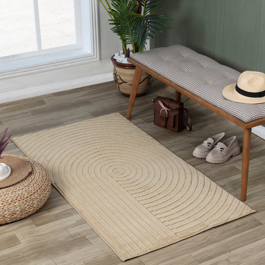 Tapis d'Intérieur/Extérieur Yoe Scandinave Moderne Beige