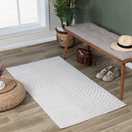 Tapis d'Intérieur/Extérieur Yoe Scandinave Moderne Blanc