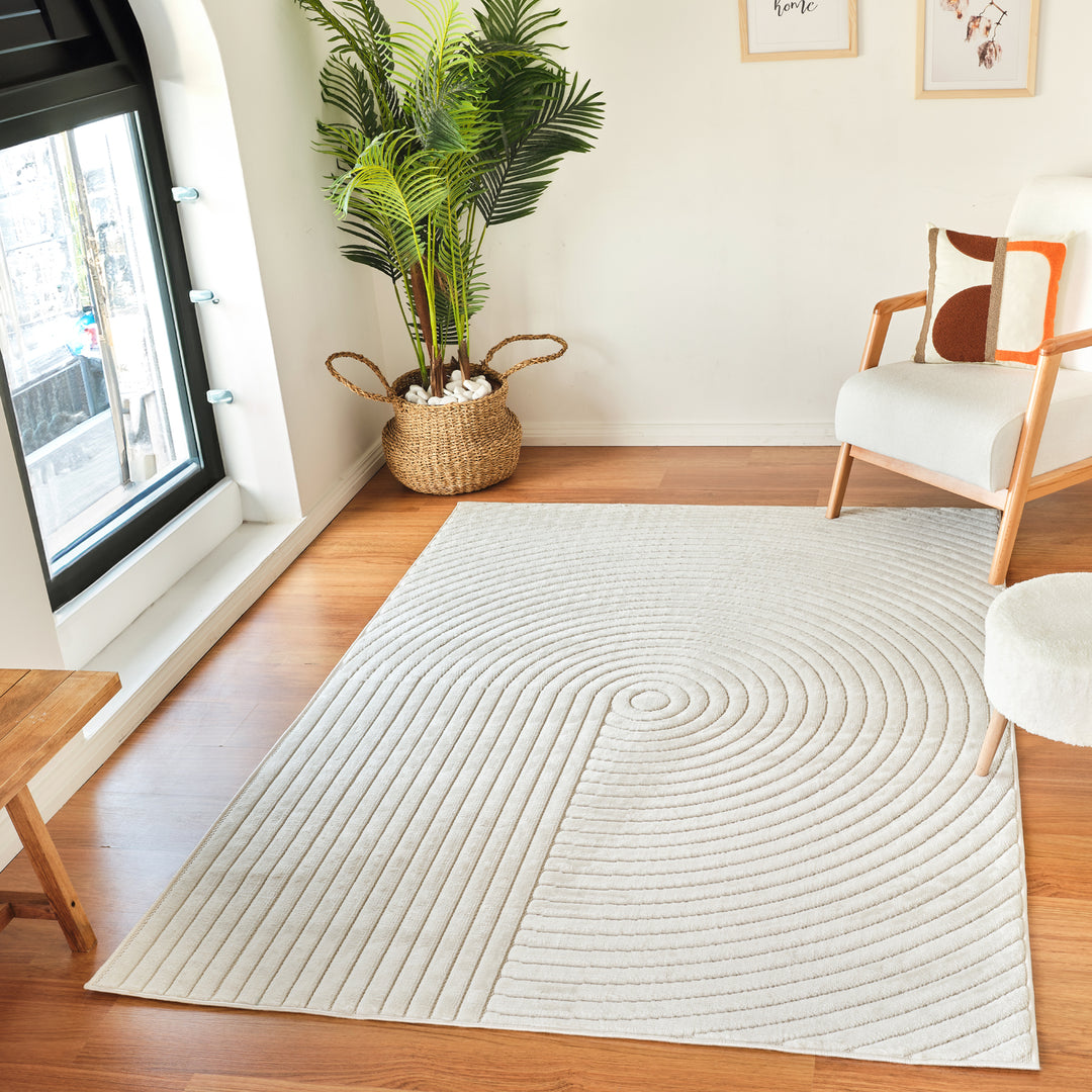 Tapis d'Intérieur/Extérieur Yoe Scandinave Moderne Blanc
