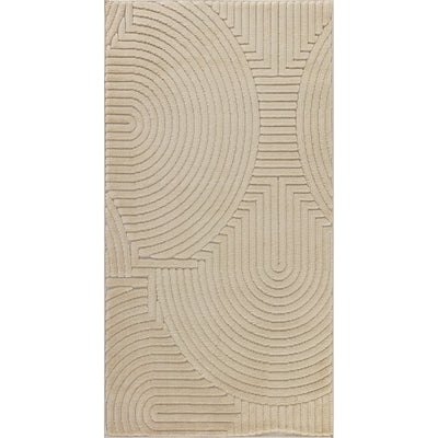 Tapis d'Intérieur/Extérieur Scandinave Moderne Beige  Guiza