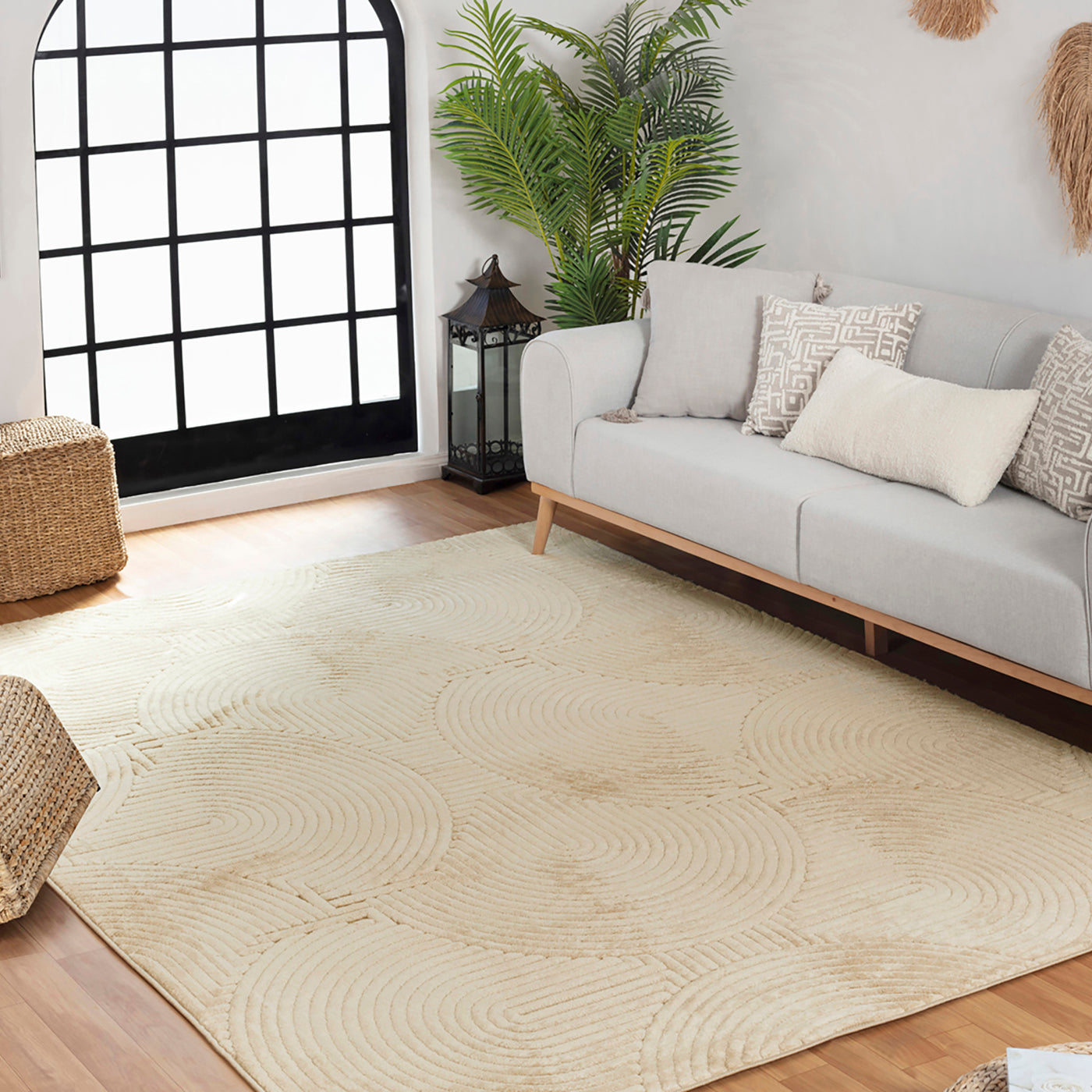 Tapis d'Intérieur/Extérieur Scandinave Moderne Beige  Guiza