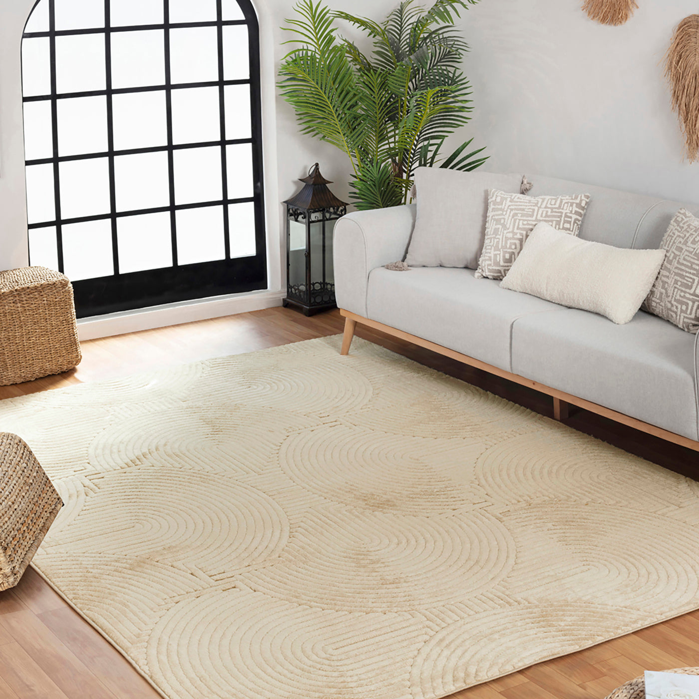 Tapis d'Intérieur/Extérieur Scandinave Moderne Beige  Guiza