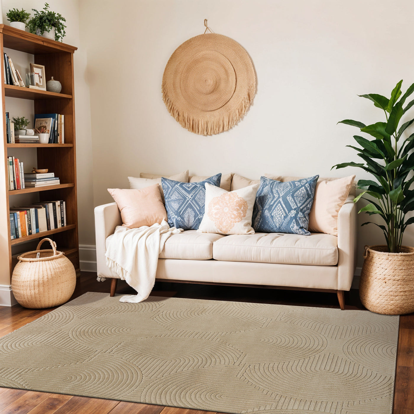 Tapis d'Intérieur/Extérieur Scandinave Moderne Beige  Guiza