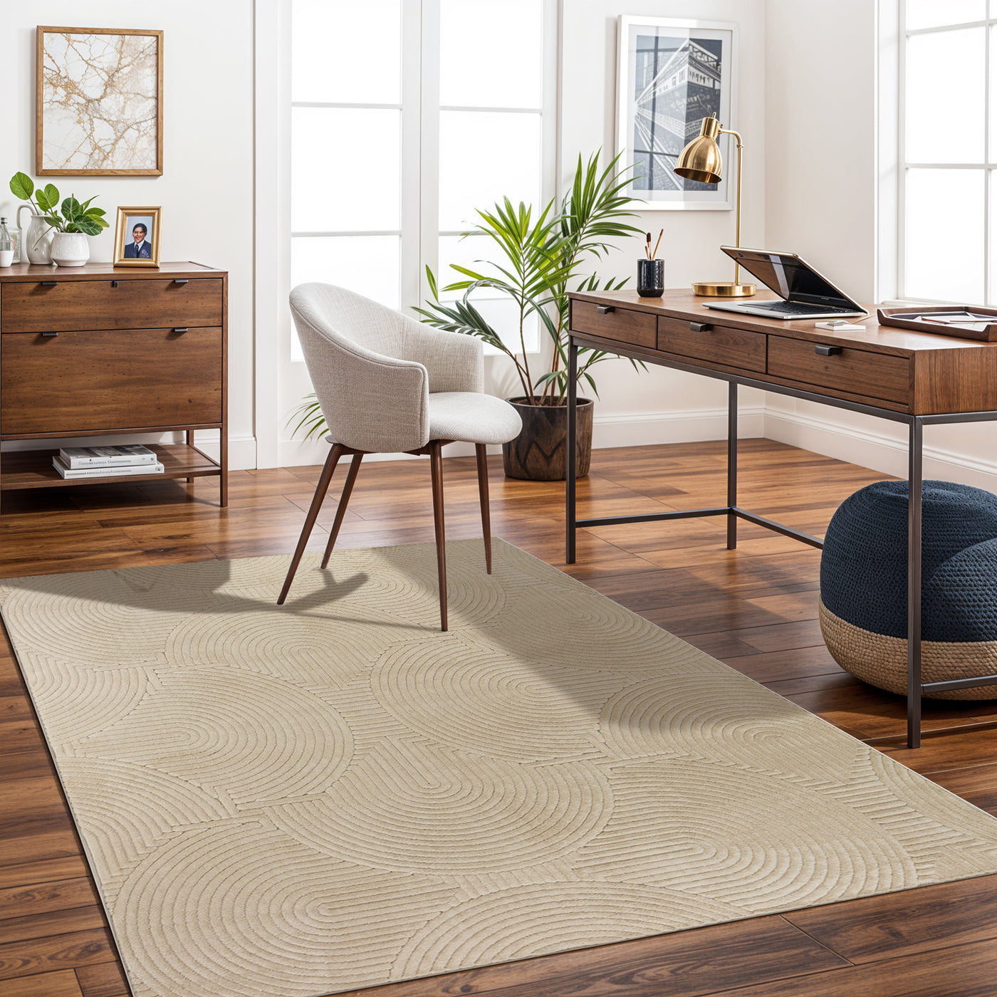Tapis d'Intérieur/Extérieur Scandinave Moderne Beige  Guiza
