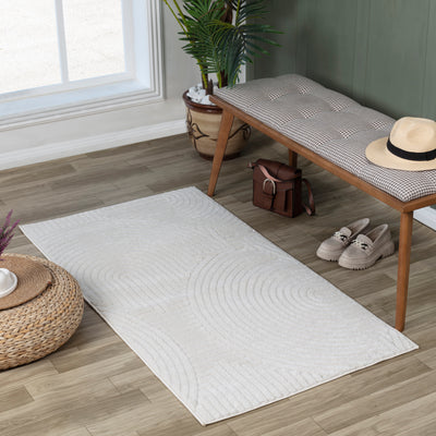 Tapis d'Intérieur/Extérieur Scandinave Moderne Blanc  Guiza