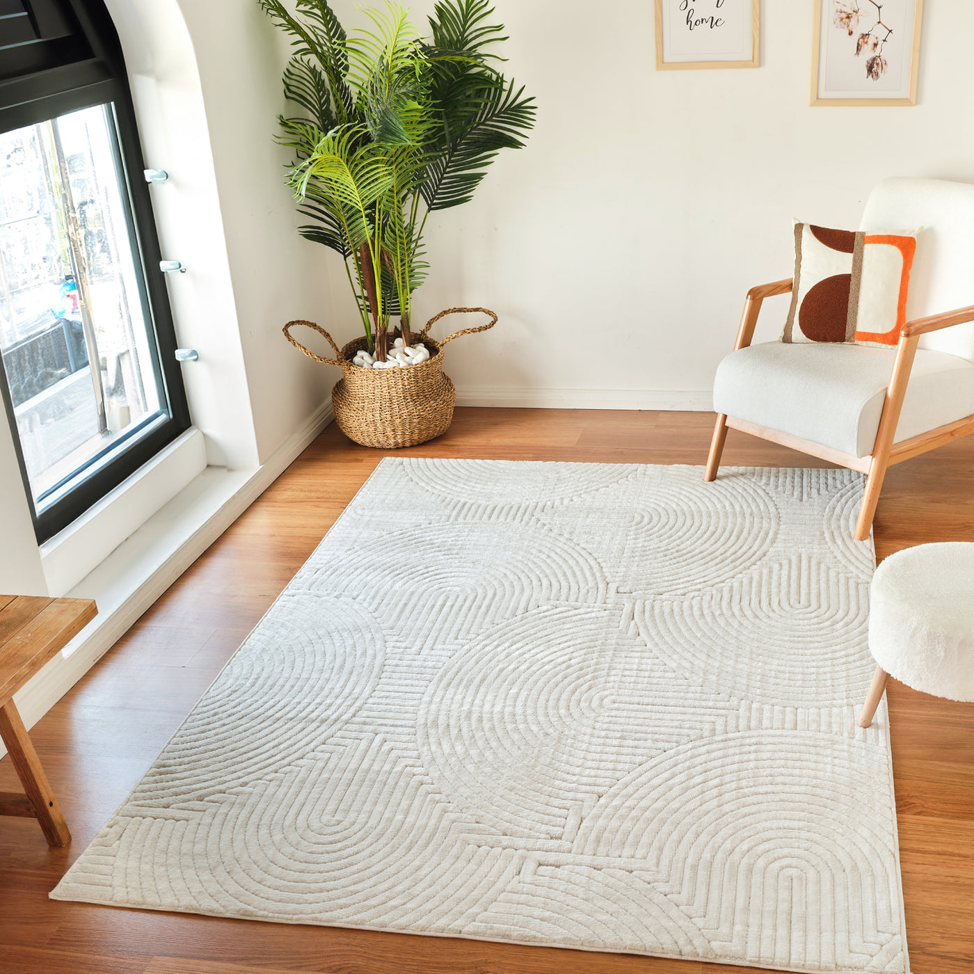 Tapis d'Intérieur/Extérieur Scandinave Moderne Blanc  Guiza