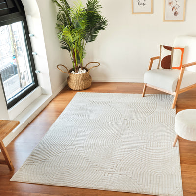 Tapis d'Intérieur/Extérieur Scandinave Moderne Blanc  Guiza