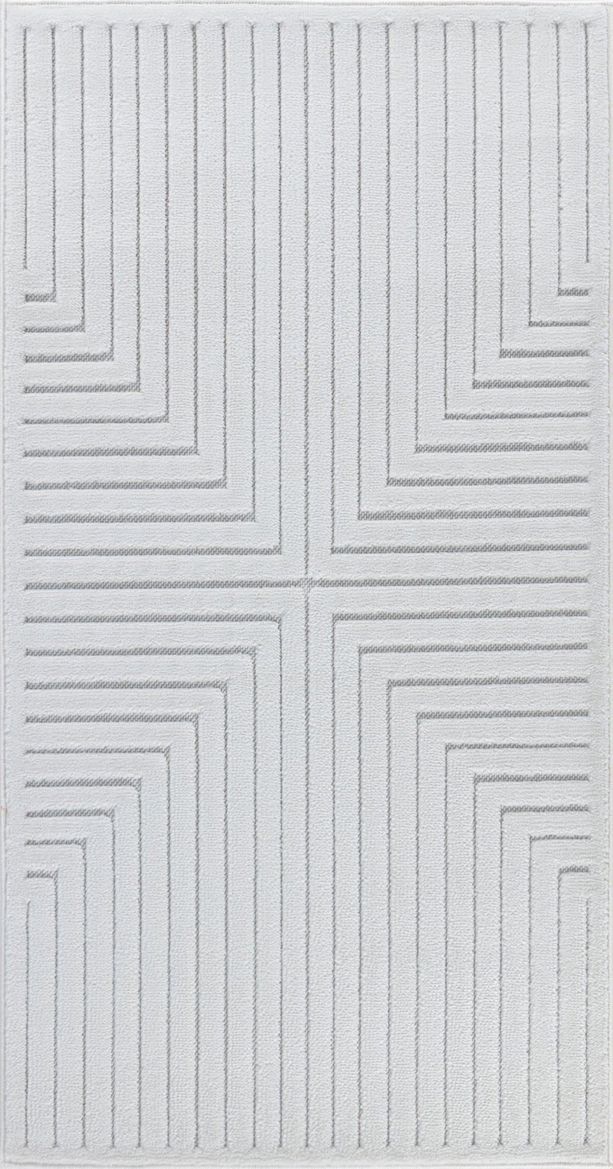Tapis SURYA Rockford moderne, relief de lignes géométriques ton sur ton blanc, vue 3