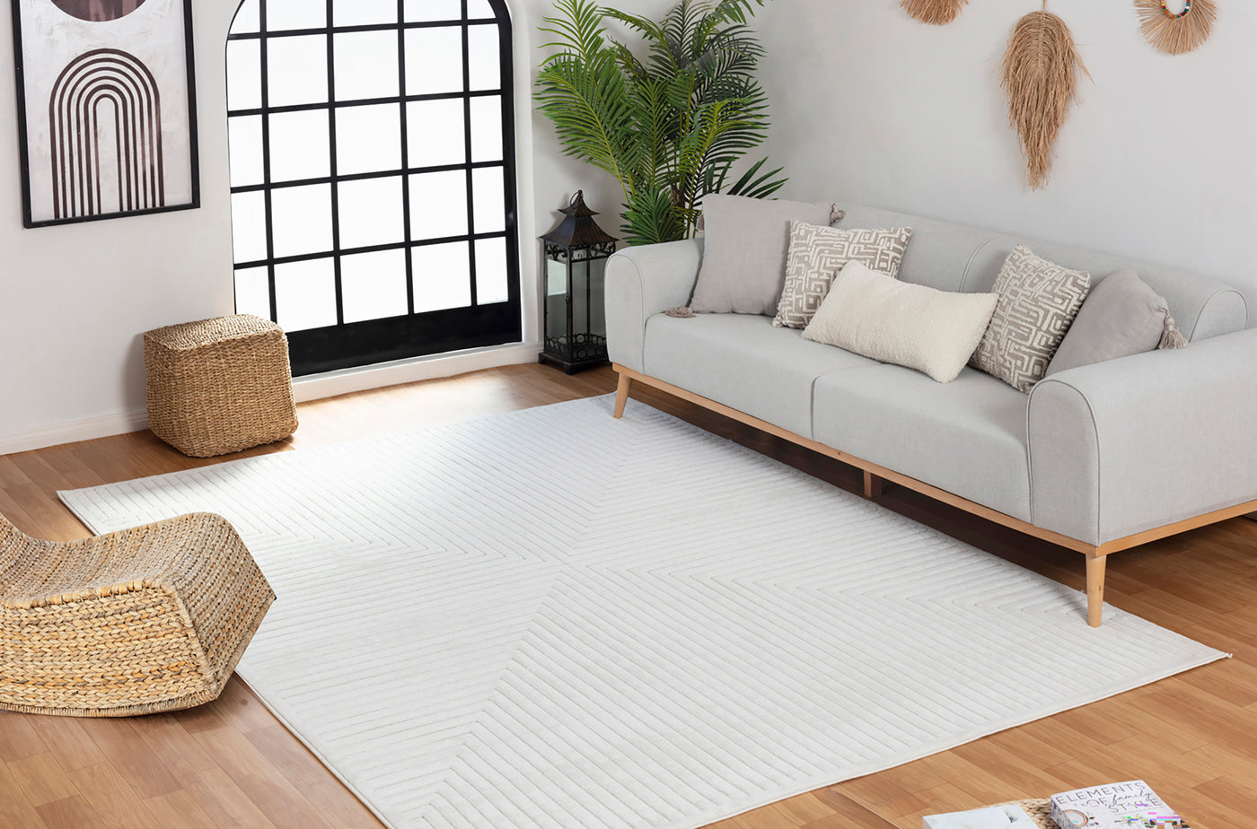 Tapis d'Intérieur/Extérieur Scandinave Moderne Blanc 7 Rockford