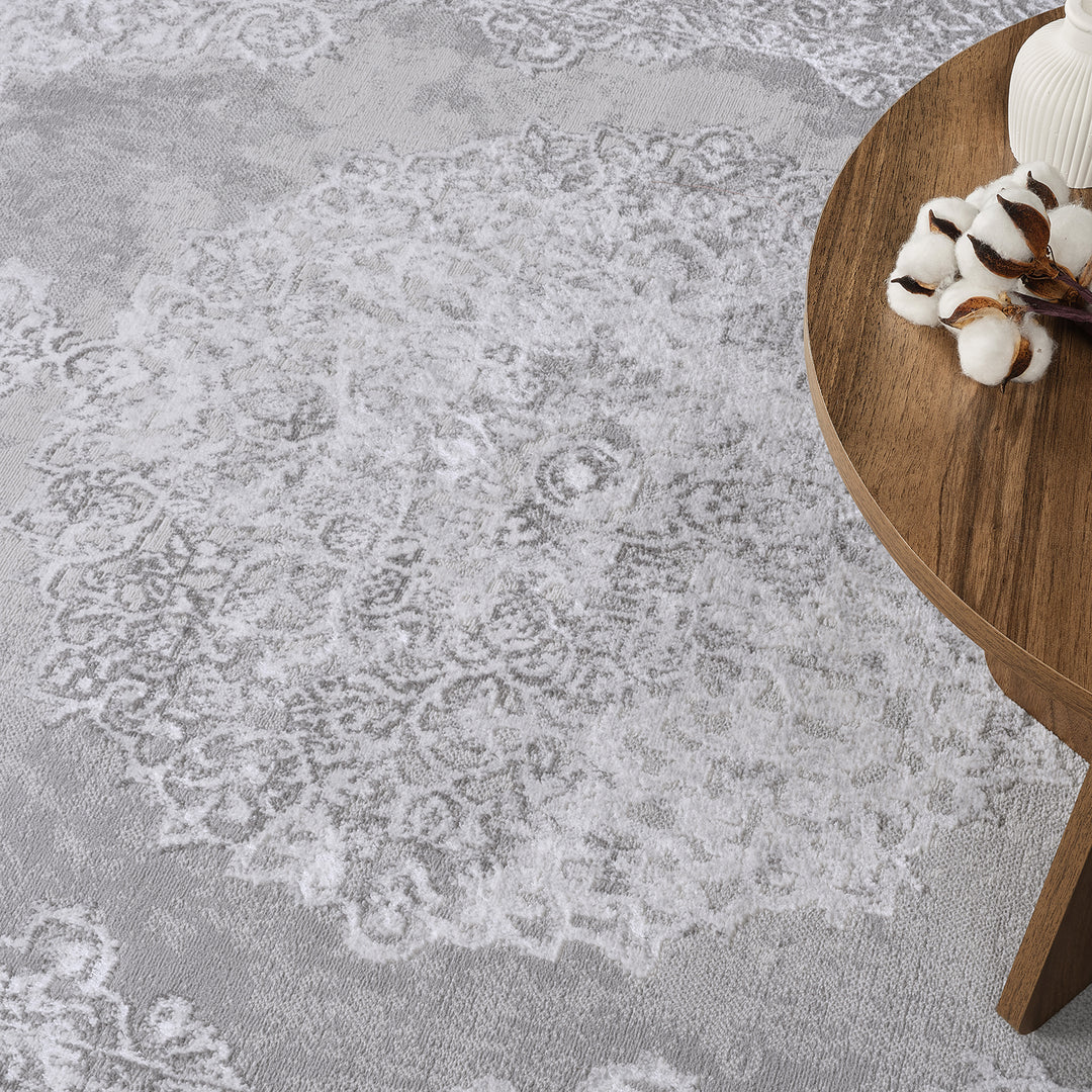 Tapis Vintage Oriental Blanc/Gris Lockport