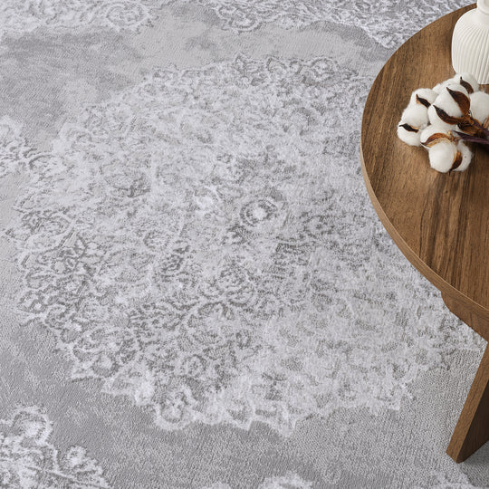Tapis Vintage Oriental Blanc/Gris Lockport