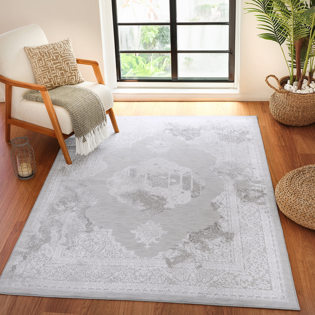 Tapis Vintage Oriental Gris/Blanc Carmel