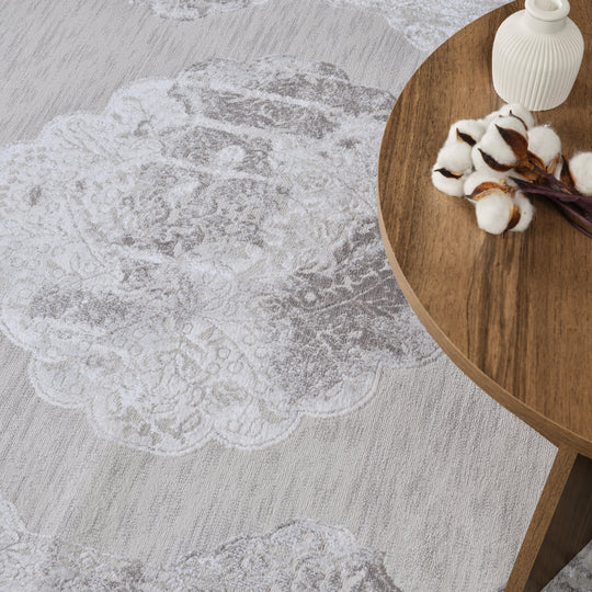 Tapis Vintage Oriental Gris/Blanc Carmel
