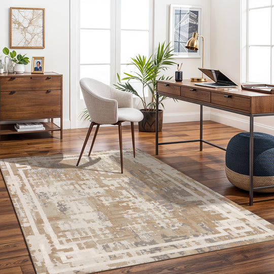 Tapis Abstrait Moderne Beige/Gris Goshen