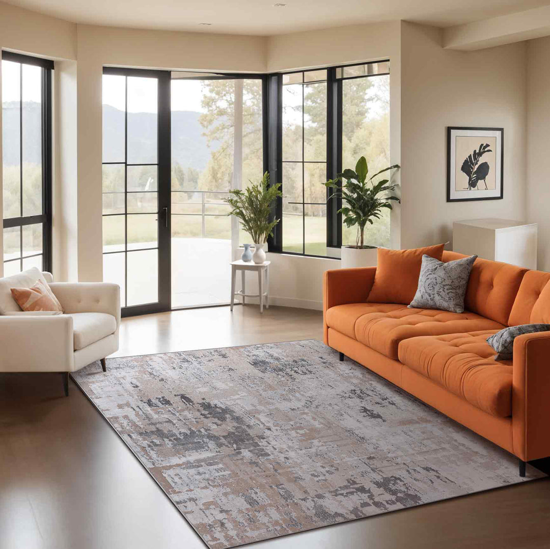 Tapis Abstrait Moderne Gris/Beige Noida