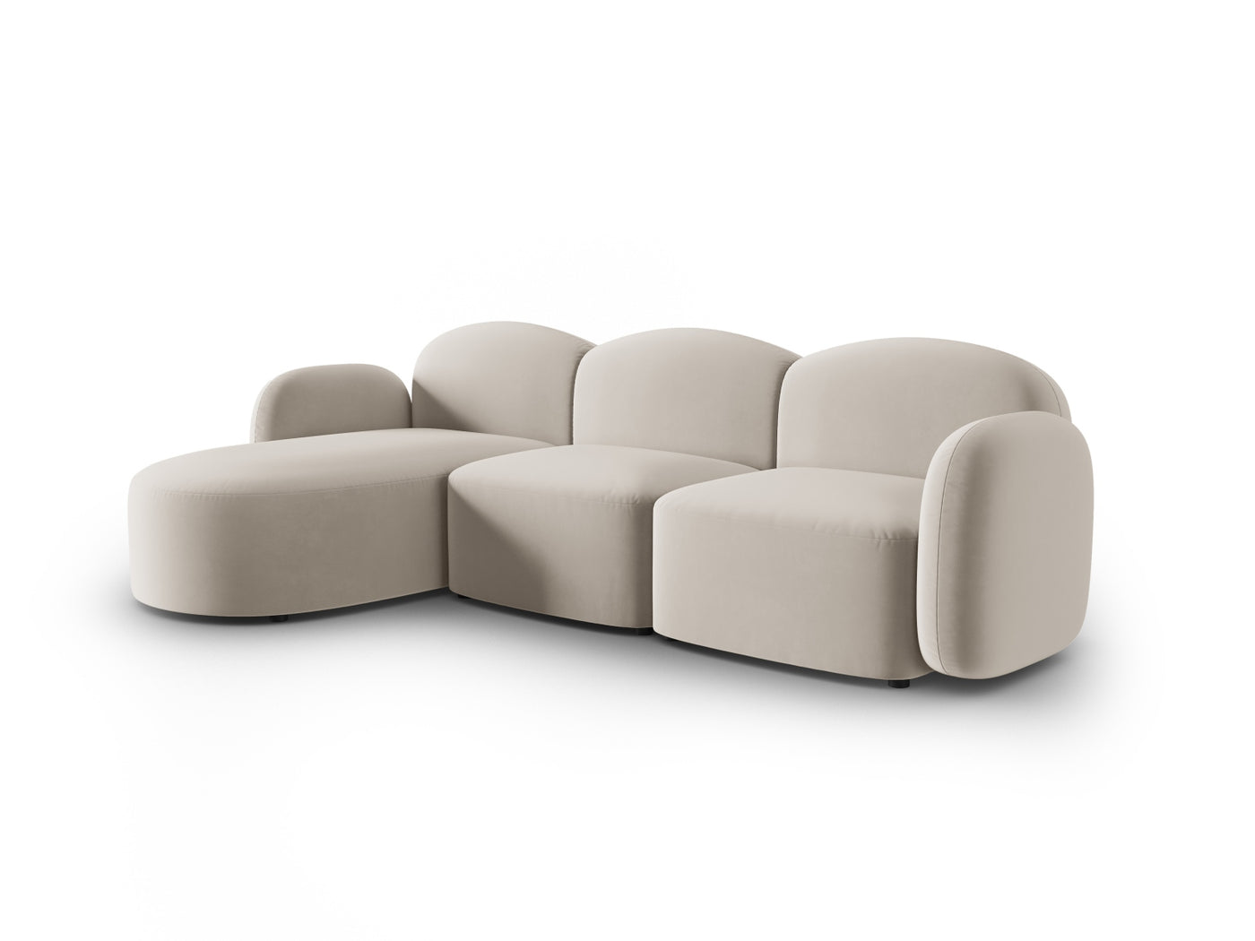 Canapé d'angle gauche MICADONI Blair 4 places en Velours Ecru