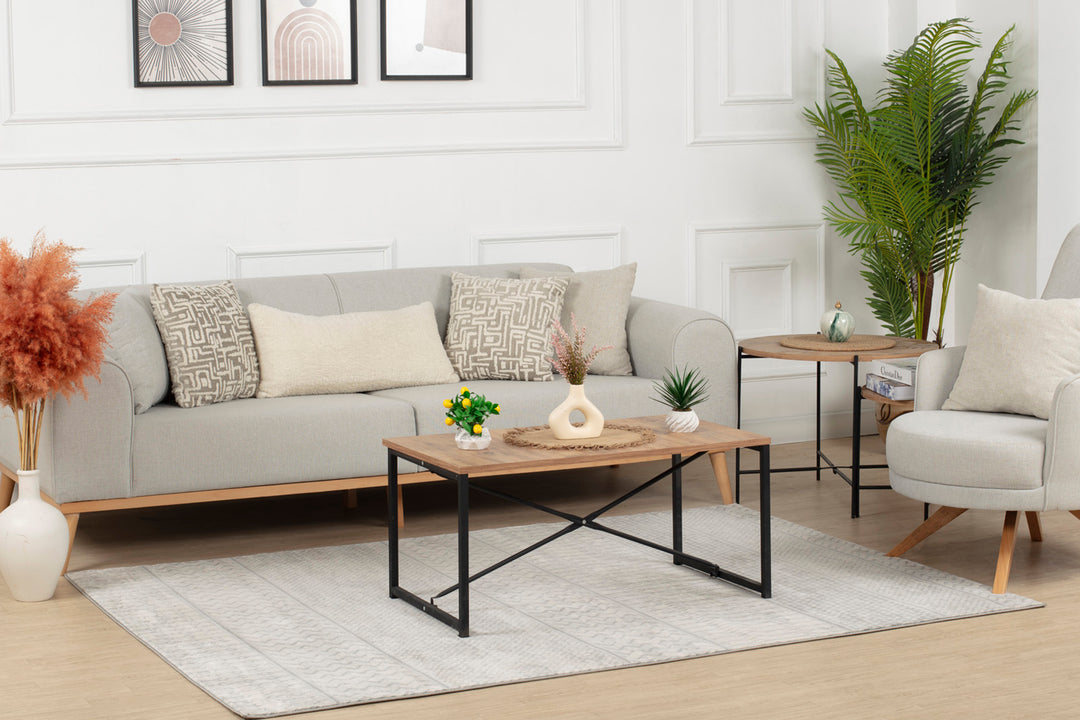 Tapis Scandinave Bohème Gris/Ivoire Cixi