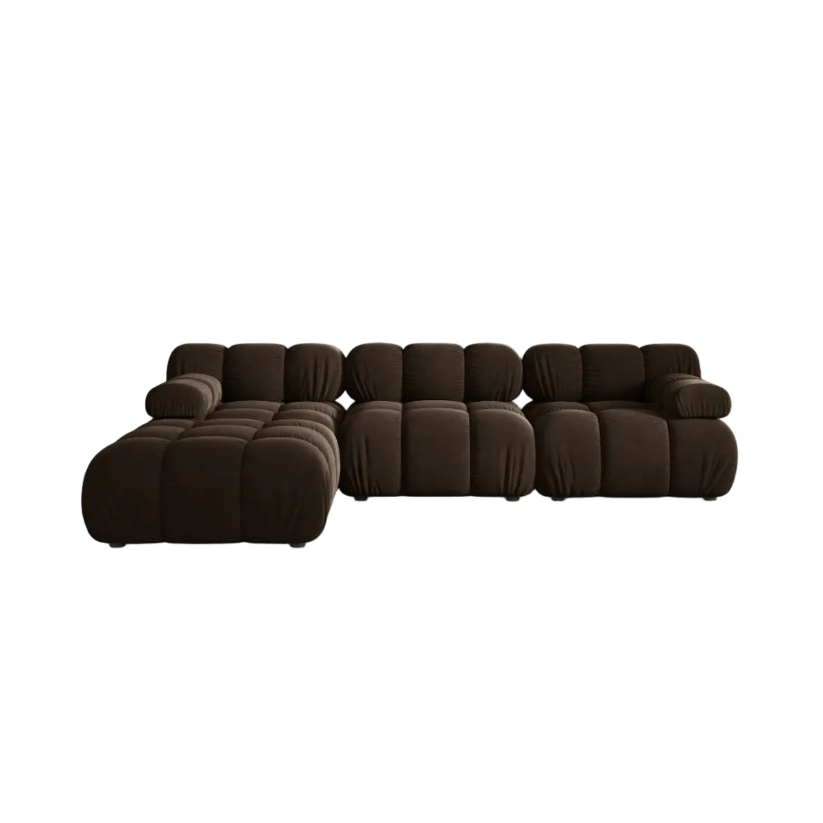 Canapé d'angle MICADONI Bellis 4 places en velours marron foncé