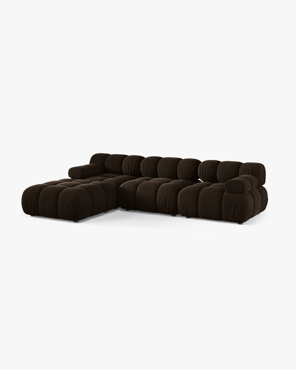 Canapé d'angle MICADONI Bellis 4 places en velours marron foncé