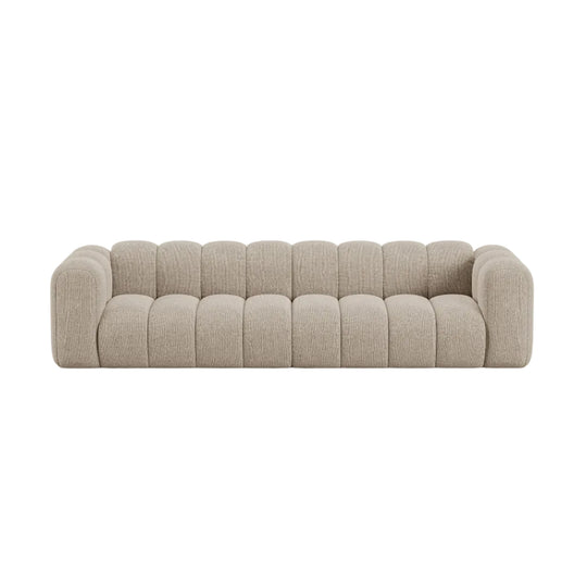 Canapé fixe MICADONI Lupine 4 places en tissu chenille beige foncé