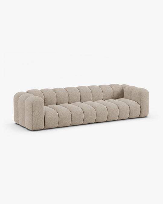 Canapé fixe MICADONI Lupine 4 places en tissu chenille beige foncé