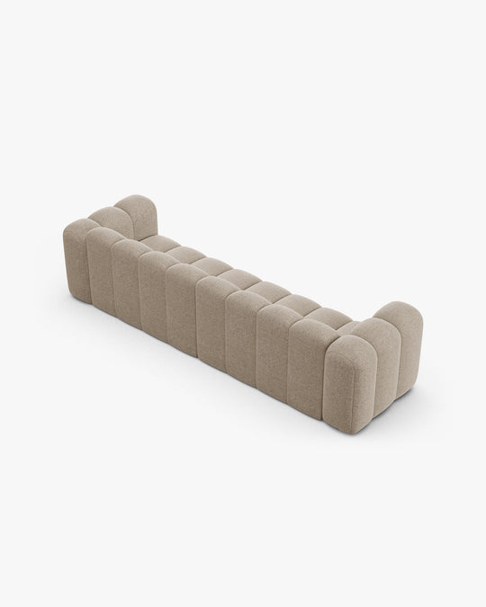 Canapé fixe MICADONI Lupine 4 places en tissu chenille beige foncé