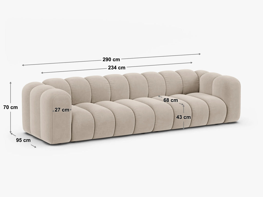 Canapé fixe MICADONI Lupine 4 places en tissu chenille beige foncé