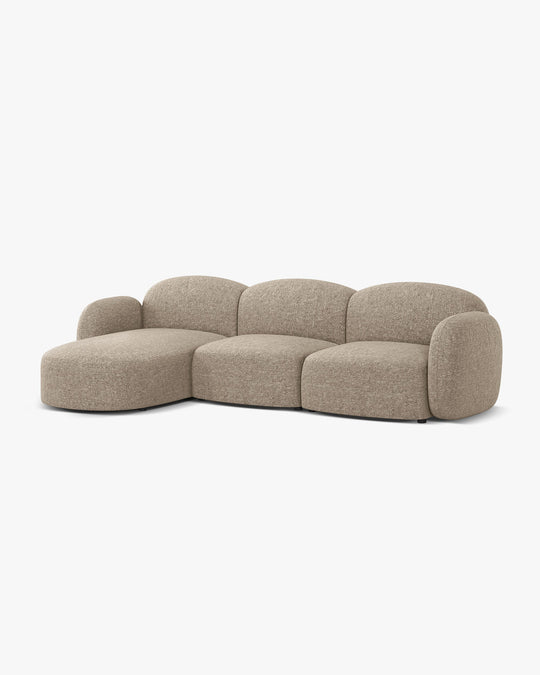 Canapé d'angle gauche MICADONI Blair 4 places en tissu chenille beige foncé