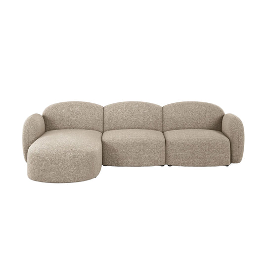 Canapé d'angle gauche MICADONI Blair 4 places en tissu chenille beige foncé