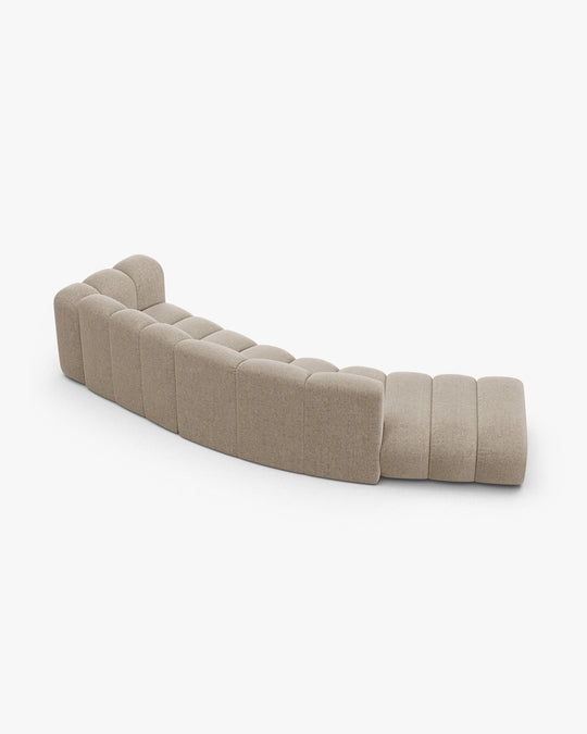 Canapé d'angle MICADONI Lupine 5 places en tissu chenille beige foncé