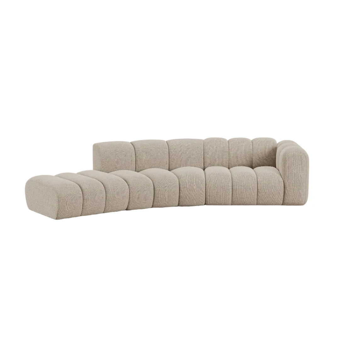 Canapé d'angle MICADONI Lupine 5 places en tissu chenille beige foncé
