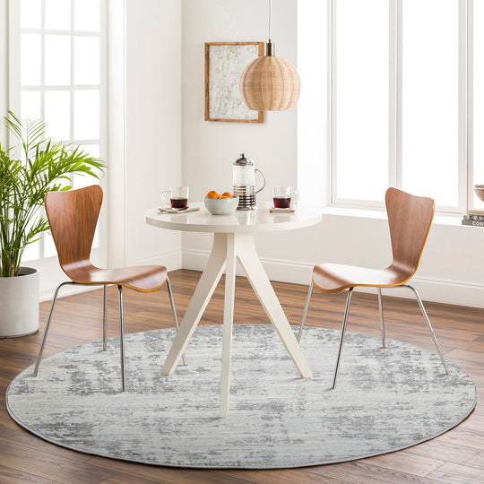 Tapis Rond Abstrait Moderne Gris/Ivoire Rond Dali