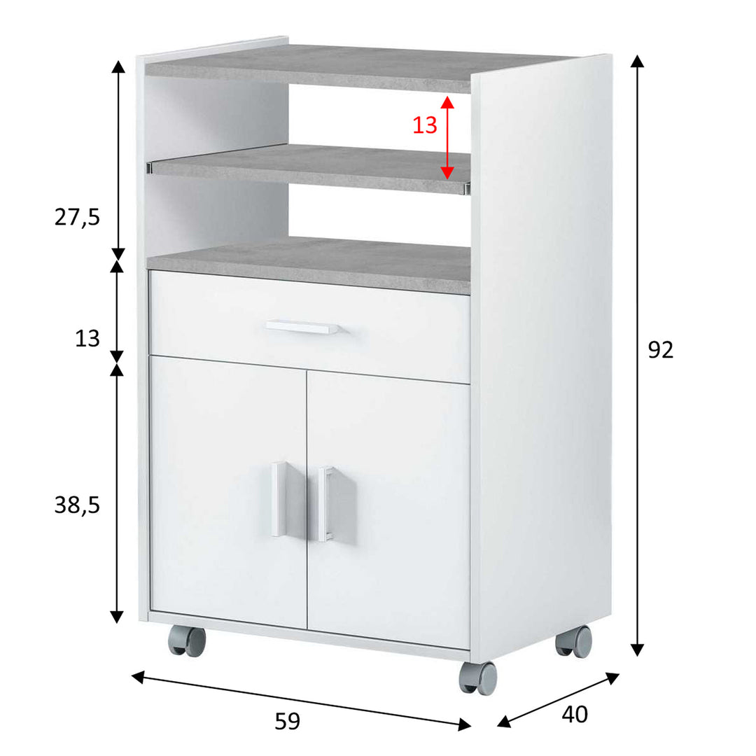 Meuble de cuisine picazo 1 tiroir et 2 portes, blanc et gris