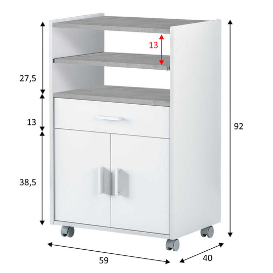 Meuble de cuisine picazo 1 tiroir et 2 portes, blanc et gris