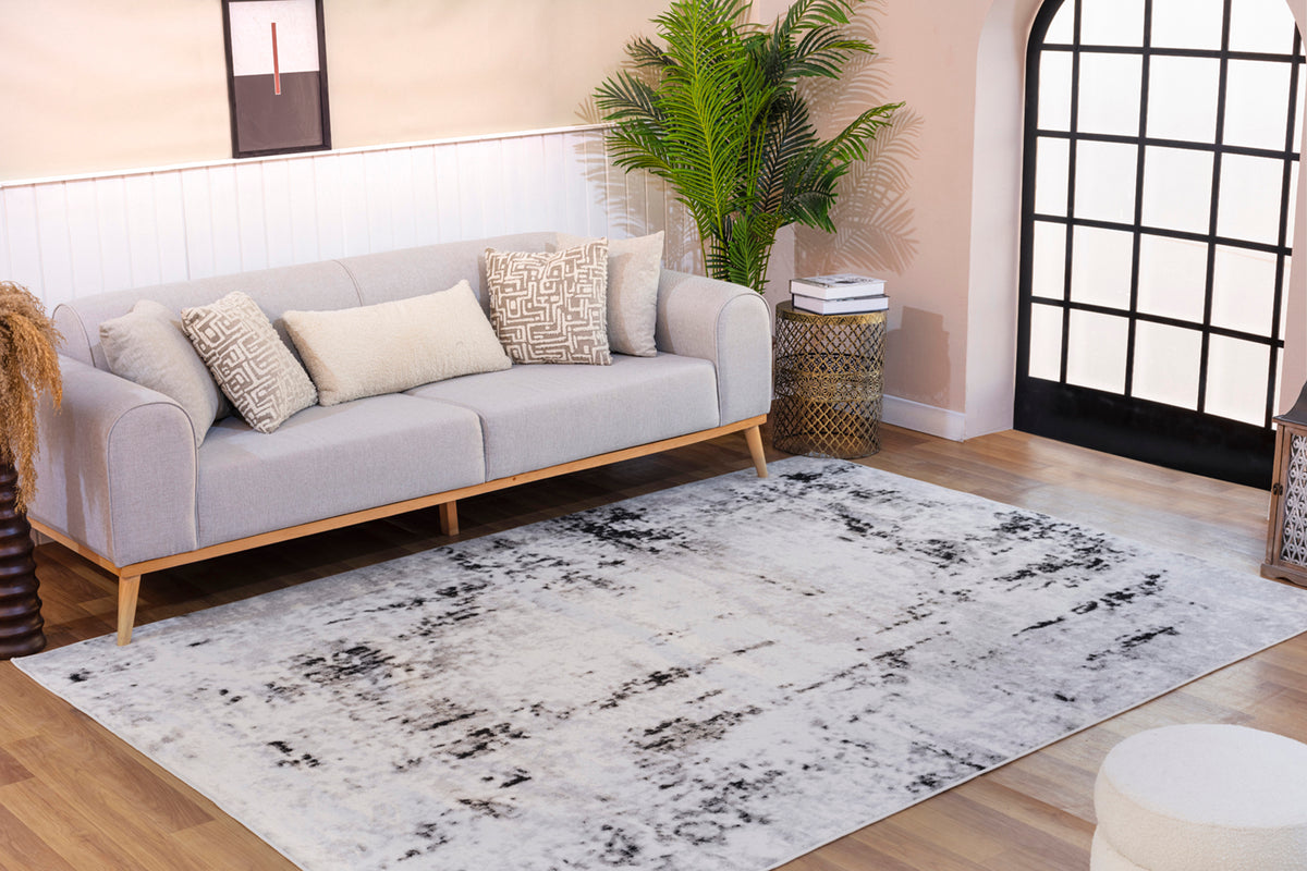 Tapis Abstrait Moderne Blanc/Gris Jordan 200x275cm