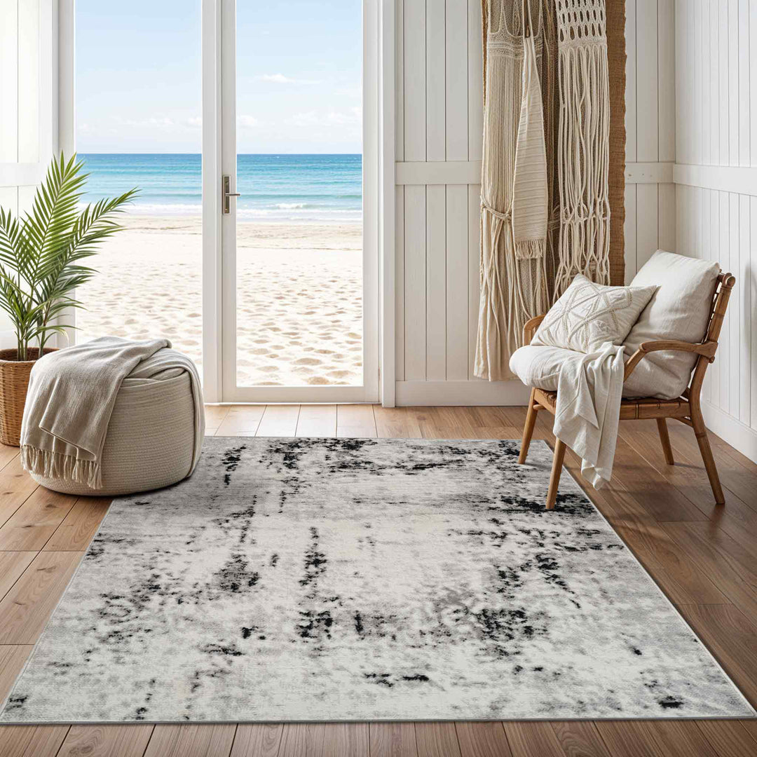 Tapis Abstrait Moderne Blanc/Gris Jordan 200x275cm