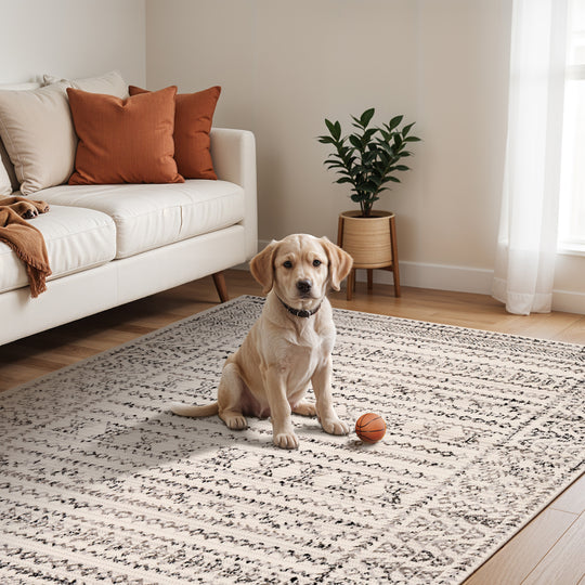 Tapis Scandinave Bohème Blanc/Noir Ipoh
