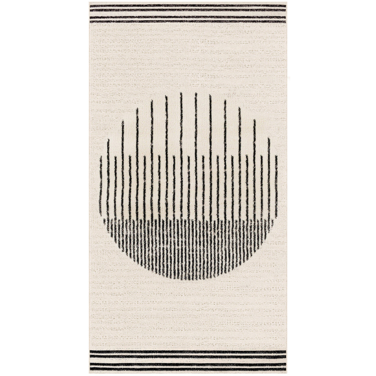 Tapis SURYA Santiago scandinave, motif d'arcs gris et lignes noires sur fond blanc cassé, vue 13