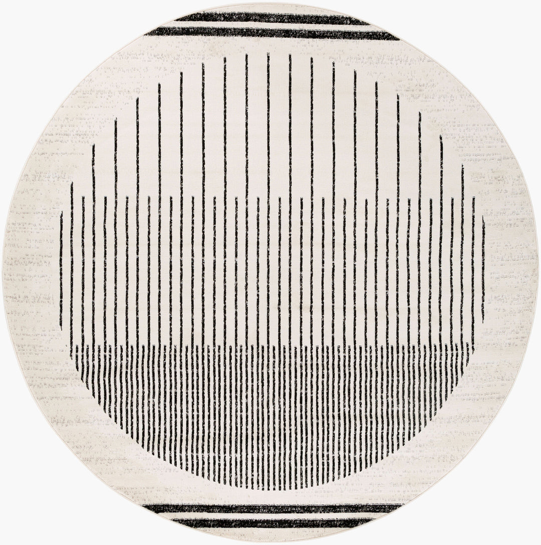 Tapis Rond Scandinave Moderne Blanc/Noir Rond Santiago
