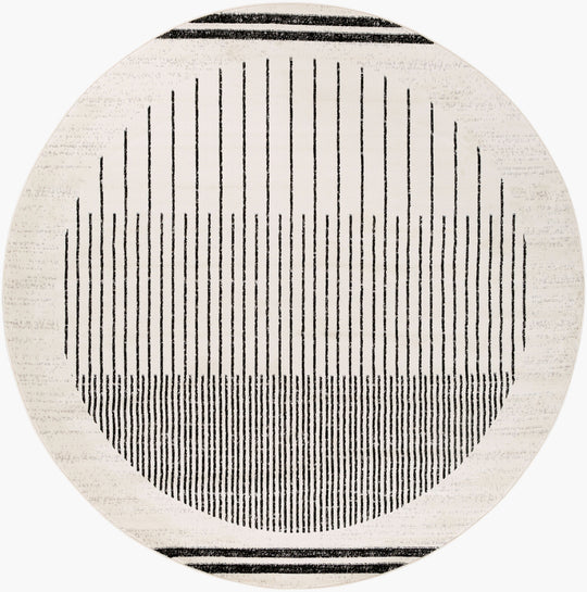 Tapis Rond Scandinave Moderne Blanc/Noir Rond Santiago
