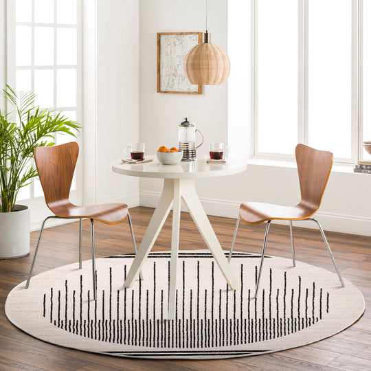 Tapis Rond Scandinave Moderne Blanc/Noir Rond Santiago