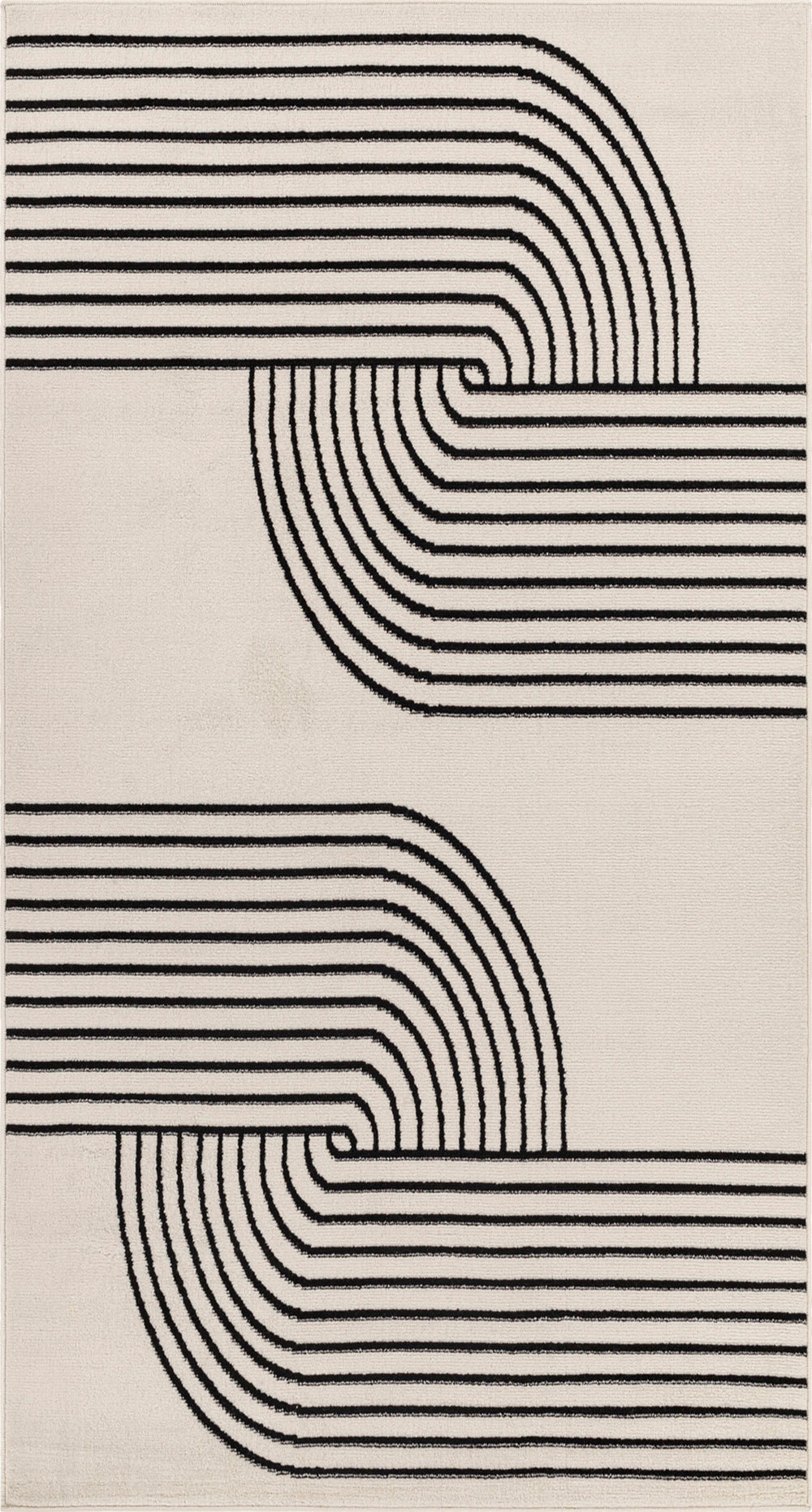 Tapis de Couloir Scandinave Moderne Blanc/Noir Dehli