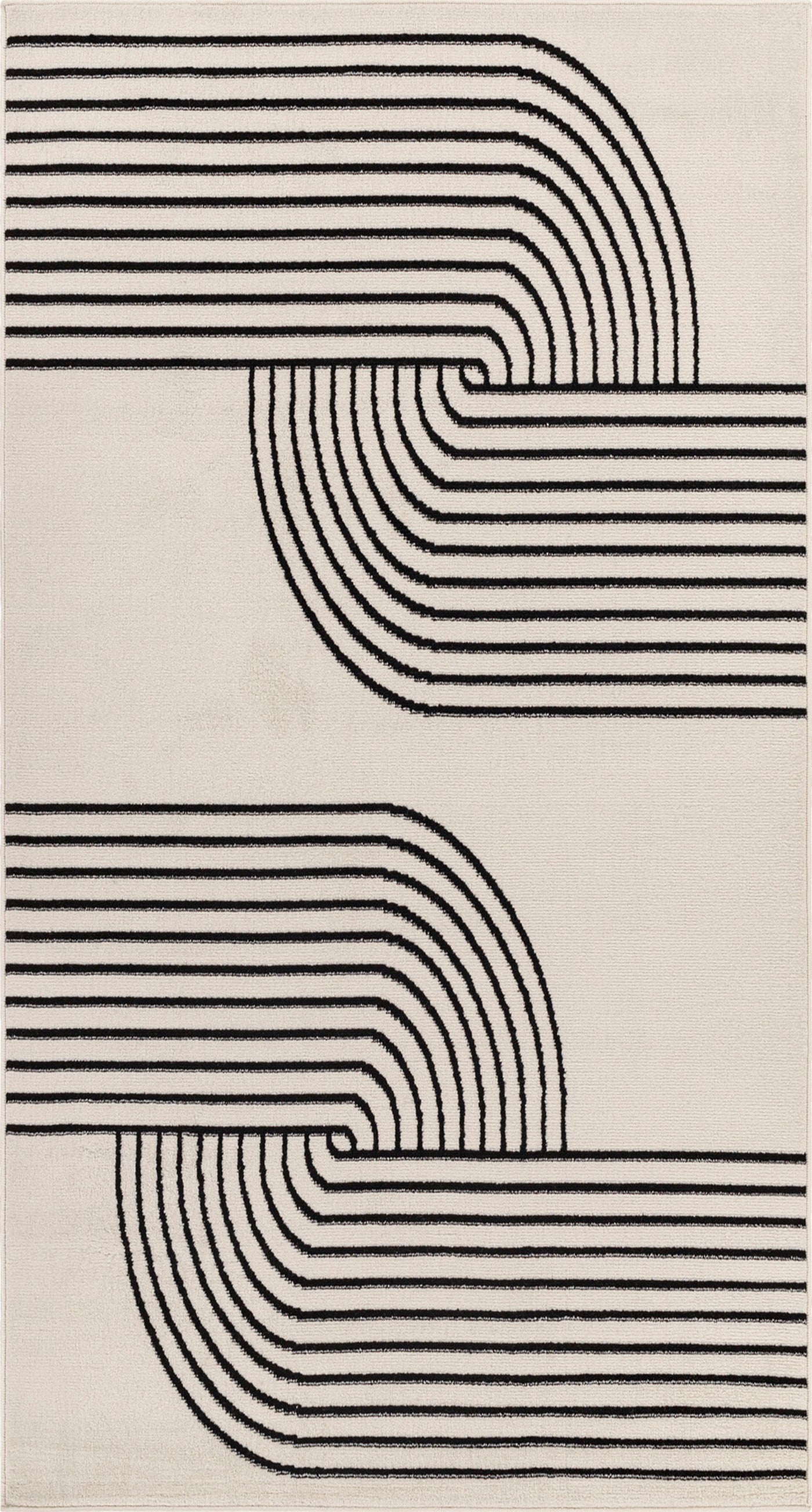 Tapis de Couloir Scandinave Moderne Blanc/Noir Dehli