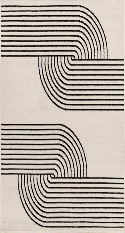 Tapis de Couloir Scandinave Moderne Blanc/Noir Dehli