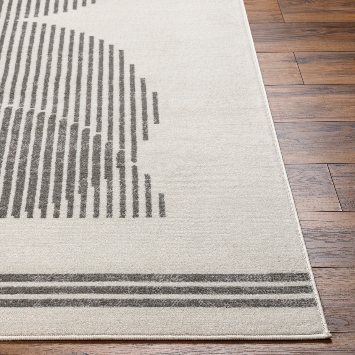 Tapis SURYA Kobe scandinave moderne, motif lignes verticales sinueuses, blanc cassé et gris, vue 5