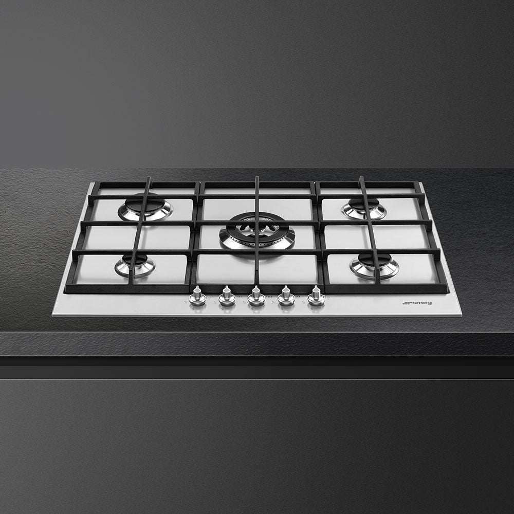 Plaque à gaz SMEG en acier inoxydable 5 foyers PX175