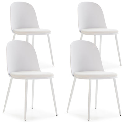 Lot de 4 chaises Kana Blanches Pieds en métal et Assise rembourrée
