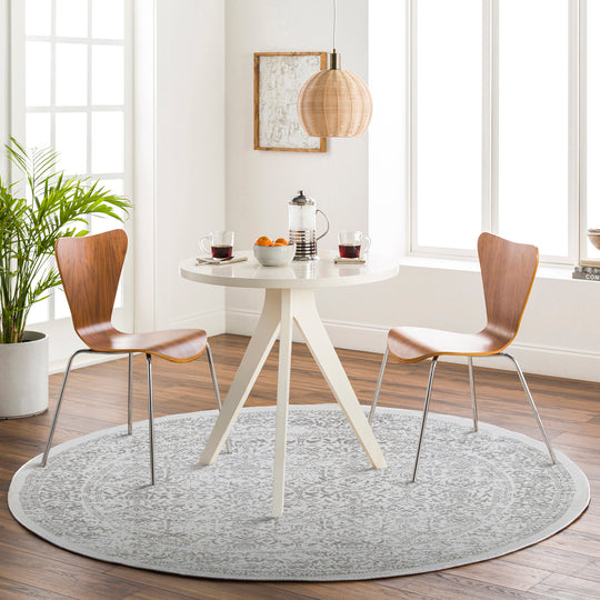 Tapis Rond Vintage Oriental Blanc/Gris Rond Ejura