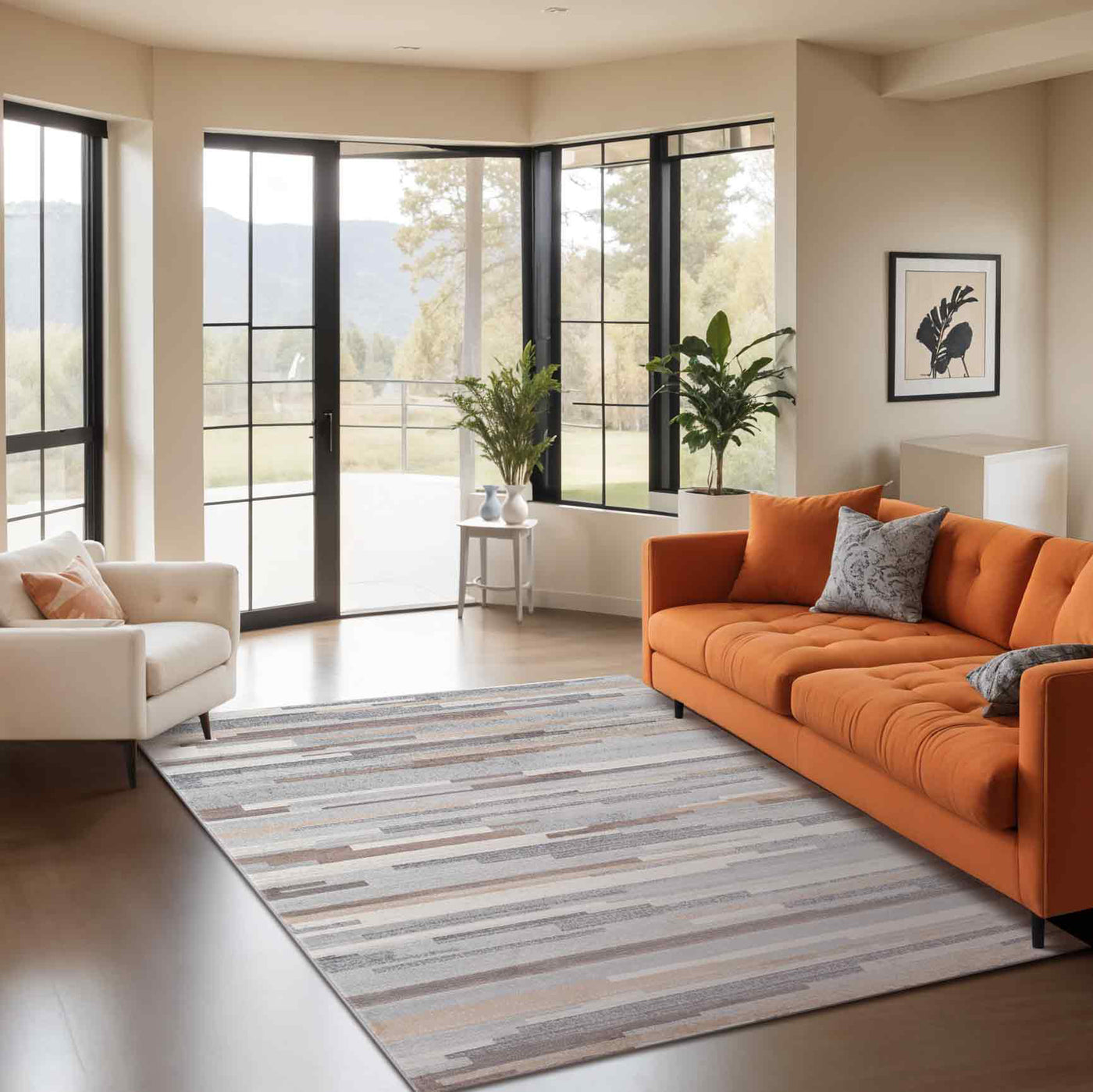 Tapis Scandinave Moderne Blanc/Marron Maastricht