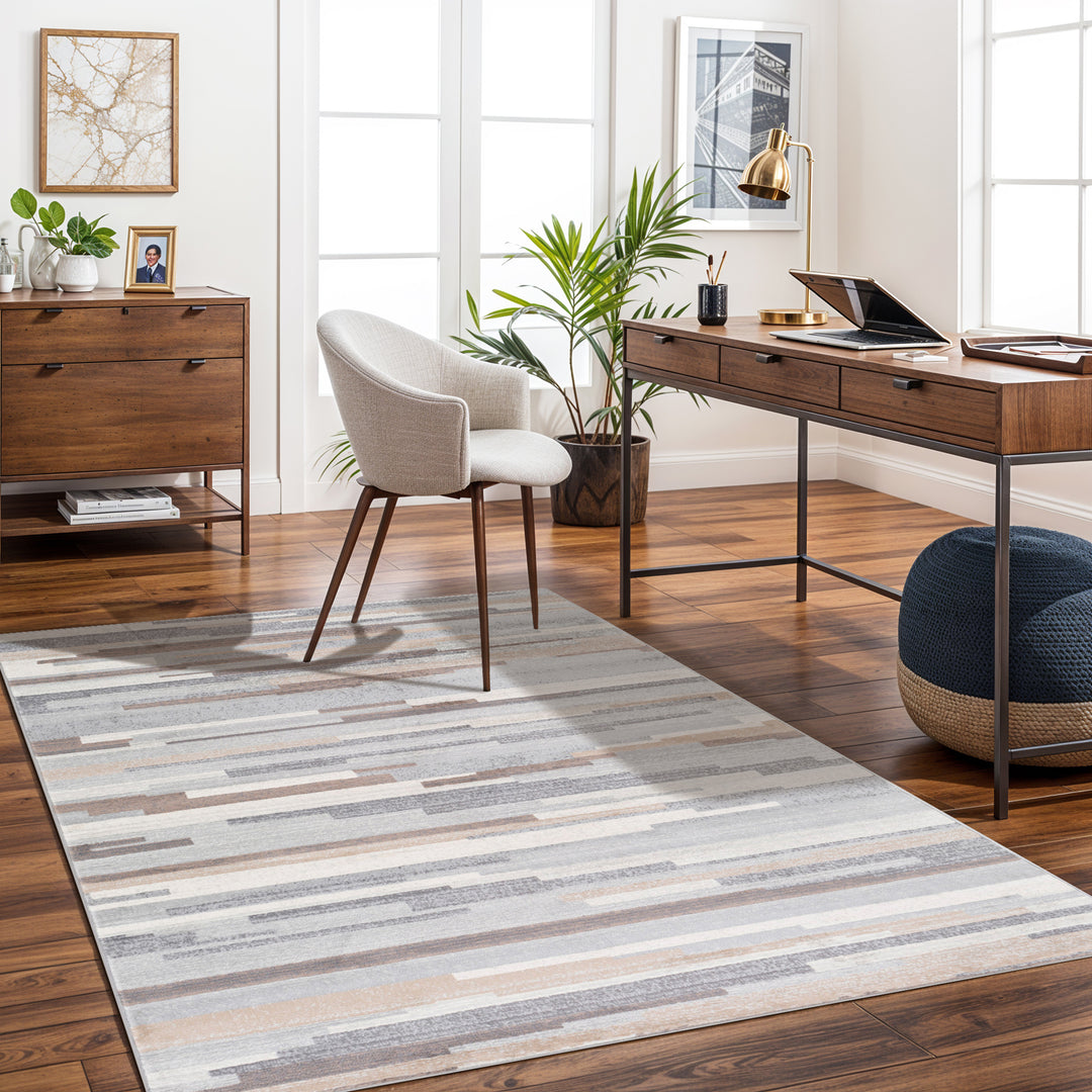 Tapis Scandinave Moderne Blanc/Marron Maastricht